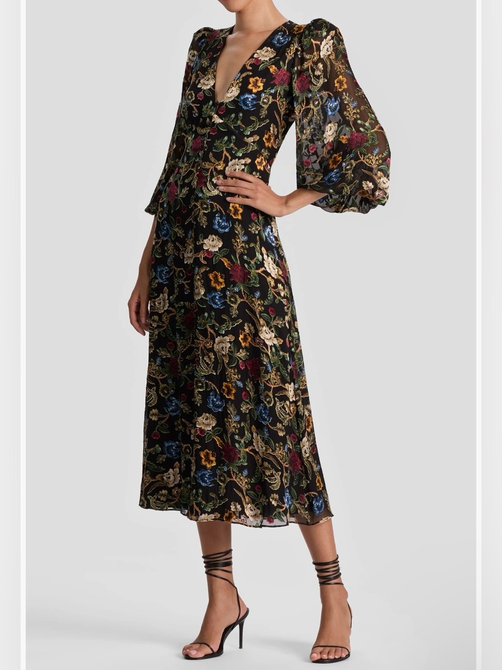 ALICE + OLIVIA Mona Floral Tapestry Blouson Midi Dress Size 2 - MSRP $595 - NWT